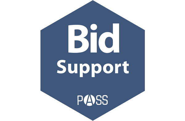 A logo for Bid Support which is real-time procurement consultancy that PASS Procurement offers